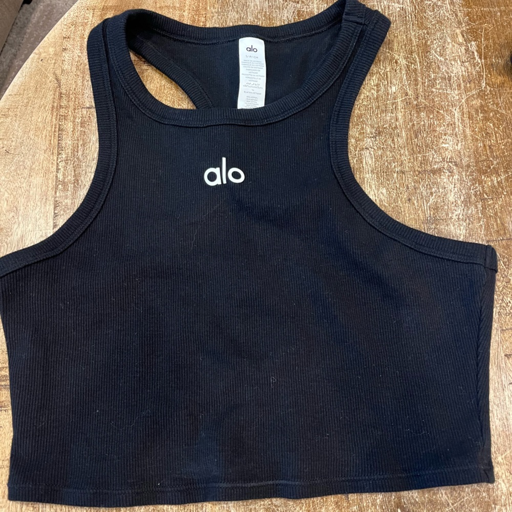 ALO Yoga Black Cropped Ribbed Tank - Like New